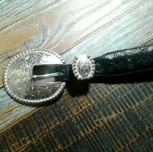 Tony Lama black ostrich western excellent cond